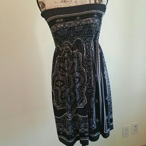 Flowy strapless summer blue dress